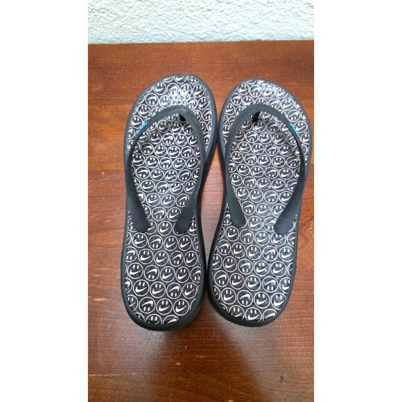 Nike Young Smiley Face Thong Flip Flops Size 3 - Picture 4 of 9